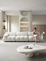 Canapé caméléon de style Wabi-Sabi, revêtement en chenille crème, convertible, en forme de L, modulaire, pour petits salons