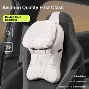 <span class=keywords><strong>Coussin</strong></span> de soutien ergonomique universel pour voiture, style aviation, double couche de mousse à mémoire de forme, en cuir suédé de luxe, pour appuie-tête - Product Image 2
