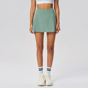 Moda Casual Yoga 2 en 1 Anti Peeping cintura alta tenis Golf falda atlética con bolsillos interiores Fitness Falda corta para mujer - Product Image 6