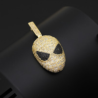 Micro-Set Zircon Alien Collier Laiton Hip Hop Accessoires avec Chaîne à Maillons pour Discothèque Rap Trendy Hip Hop Style