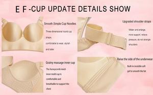 Sujetador Push-Up Extra Firme de Alta Compresión con Copas 3/4, Tirantes Convertibles, Sin Tirantes, Soporte para Espalda, Negro, Moldeador, Tallas Grandes, Sin Aros - Product Image 5