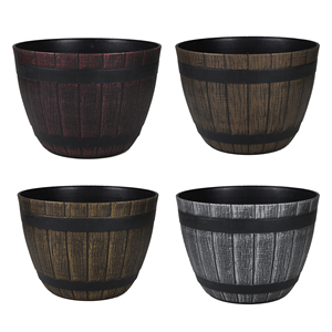 Vasi per Fiori in Plastica PP Ecologici e Leggeri, Design a Botte di Vino, 13/15/17/20 Pollici, con Fori di Drenaggio per Erbe - Product Image 2
