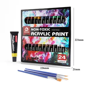 Hot Selling pinturas acrilicas 24 Colors acrylic paint tube Non-Toxic Waterproof DIY canvas Art Acrylic Paint Set for Beginner