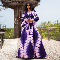 Nouvelle robe d'été 2026 style ethnique africain, à manches évasées et taille cintrée par lacets, pour le commerce transfrontalier