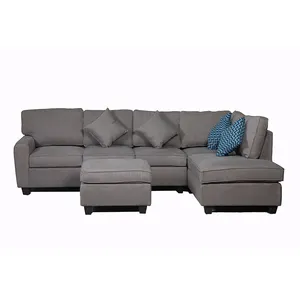 Оптовая продажа, недорогой, Лидер продаж, комплект для гостиной, L-образного дивана с оттоманкой, секционный угловой диван
