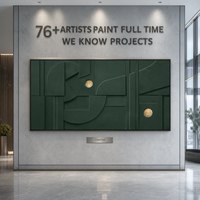 Décoration murale 3D multicouche en PVC découpé géométrique cercle vert foncé et or, cadre doré, pour hôtels, couloirs professionnels, halls d'accueil, murs d'accentuation, sur mesure, en gros