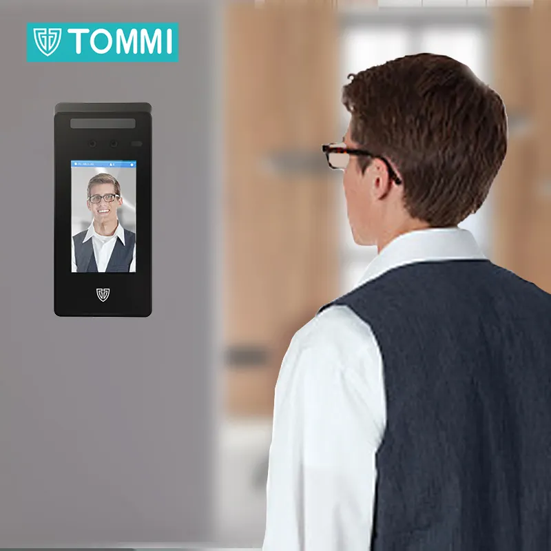 Tommi 4.3 polegadas sistema de controle de acesso com reconhecimento facial biométrico sem fio, tcp, porta ip, linux, sdk api