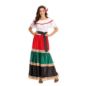 Venta al por mayor Cinco De Mayo Halloween carnaval niñas vestido español Brasil mexicano tradicional vestido largo trajes de baile - Product Image 2