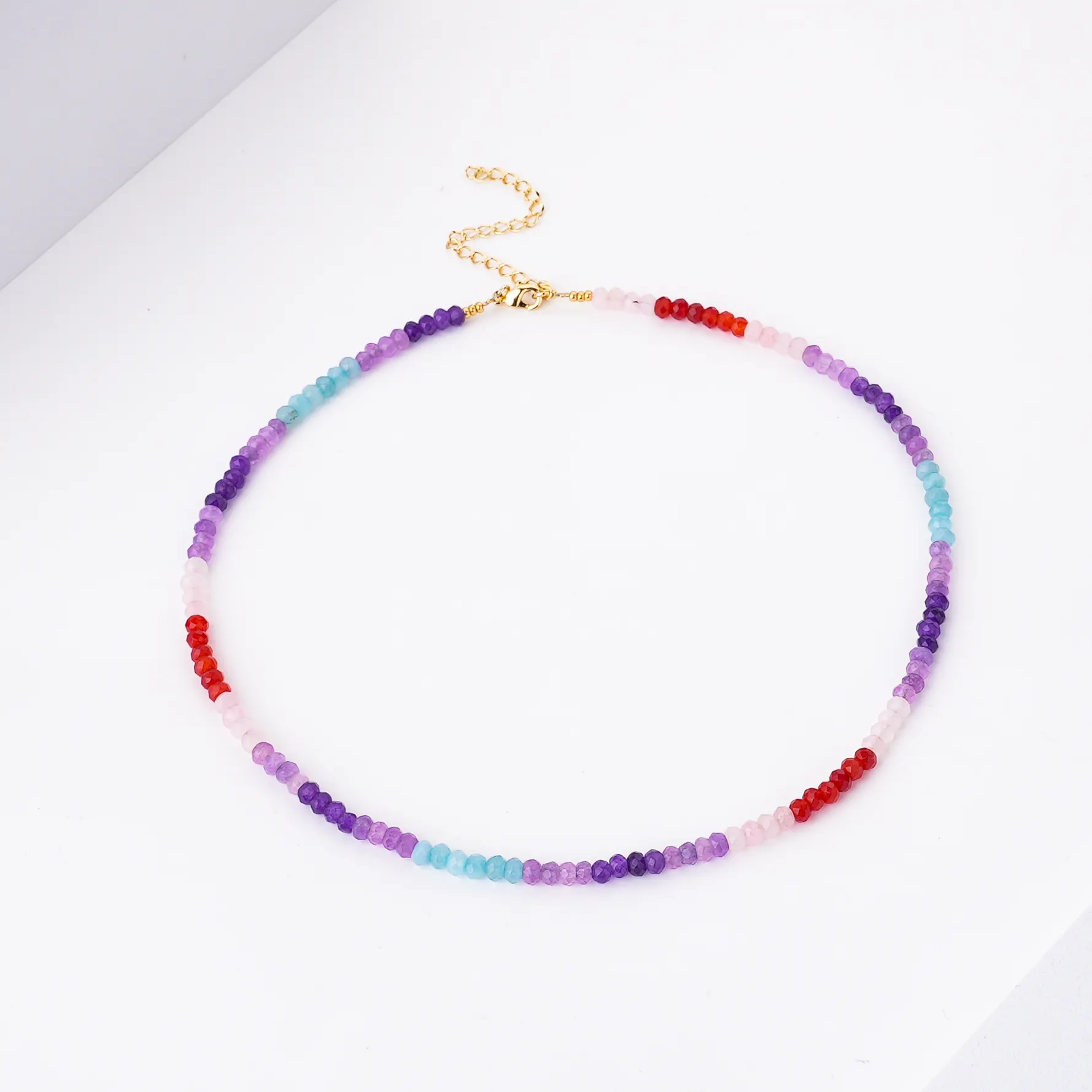 Tiny Natural Gemstone Purple 4MM Rondelle Beads Crystals Healing Stones Choker Necklace