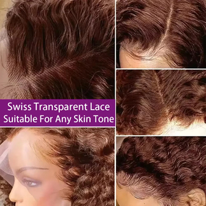 Perruque courte bob à ondulations profondes brun <span class=keywords><strong>chocolat</strong></span>, dentelle frontale 13x4, <span class=keywords><strong>cheveux</strong></span> humains, densité 180%, pré-épilée, brésilienne, colorée # Perruque courte bob 4 - Product Image 3