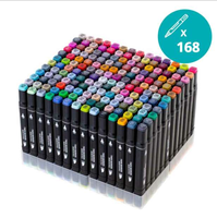 Meilleures ventes de stylos marqueurs d'art à dessin de 168 couleurs, pointe pinceau, marqueurs à l'alcool, ensemble pour le dessin, jouet pour la créativité