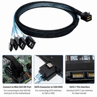 Cable de Datos para Sistema RAID de Estación de Trabajo, SFF-8643 a 4 SATA Mini SAS HD, 12Gbps, 36 Pines, 7 Pines, Doble Blindaje de Aluminio