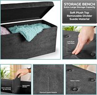 Banc de rangement ottoman en velours, banc d'appoint pliable avec couvercle pour salon, couloir, chambre et entrée