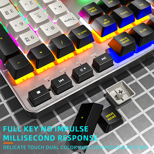 Clavier mécanique filaire <span class=keywords><strong>AZERTY</strong></span> personnalisable 104 touches, panneau métallique rétroéclairé RVB, interrupteurs rouges linéaires anti-ghosting, clavier de jeu - Product Image 6