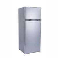 Réfrigérateur-congélateur à double porte 218L, alimenté par énergie solaire 12V DC, fabriqué en Chine, disponible à Dubaï