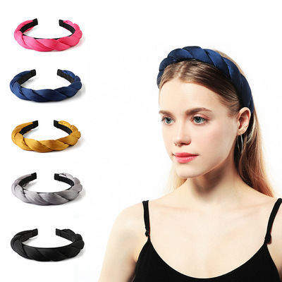 Оптовая продажа, новые монохромные простые Стильные женские модные повязки на голову, оплетенные повязки для волос