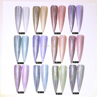 Poudre de pigment chromé holographique effet miroir pour ongles, à frotter pour un fini chrome brillant