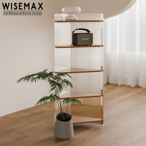 WISEMAX FURNITURE Modern Luxury living room Wall scaffalature triangolari storage glass wood frame side cabinet per uso domestico - Product Image 4