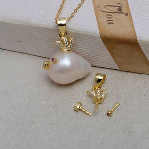 Pendentif en argent S925 avec perle baroque en forme de petit poisson pour femme, accessoires de bijoux DIY 4102 - Product Image 4