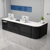 Comptoir de réception incurvé moderne Shinestone sur mesure en laque circulaire pour bureau artistique, salon, clinique médicale, coworking, hall d'entrée