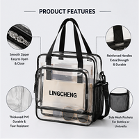 Sac de plage pliable en PVC transparent, grande capacité, écologique, réutilisable, avec fermeture éclair, personnalisable avec logo, vente en gros