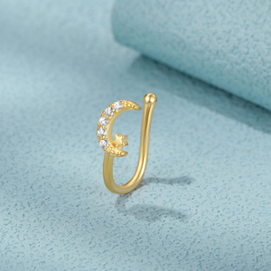 CANNER Anillo de Nariz con Forma de Estrella, Luna y Diamante, Joyería para Piercing, No se Deslustra, Anillos de Nariz Modernos en Forma de U - Product Image 1