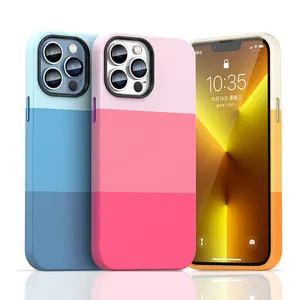 热卖新款三色搭配PU皮革手机外壳适用于Iphone 11 12 13 14 pro max