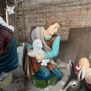 Decoración de Iglesia, Figura de Nacimiento de Cristo de Tamaño Real en Fibra de Vidrio, Escultura Religiosa, Set de Natividad FR-FSS10312 - Product Image 3