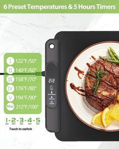 キッチンフードウォーミングマット 電気トレイ シリコン加熱パッド 300W タッチコントロール 6段階温度調節 5時間タイマー キッズロック 折りたたみ式 - Product Image 2