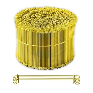 Ataduras de alambre de doble lazo recubiertas de PVC amarillo HF para atar con firmeza barras de acero para una distribución estandarizada del refuerzo en la construcción - Product Image 1