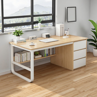 Escritorio de Madera Moderno y Sencillo para Oficina en Casa o Dormitorio, Mesa de Computadora de Hierro con Cajón para Espacios Pequeños, Muebles para Uso Mayorista