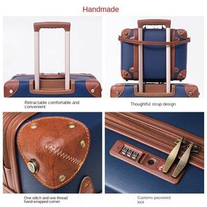 ชุดกระเป๋าเดินทางหนังสไตล์เรโทรแฮนด์เมดสุดทันสมัยมีล้อเสียงเบา360มีซิปกระเป๋าเดินทางความจุมากของขวัญสำหรับเดินทางที่บ้าน - Product Image 3