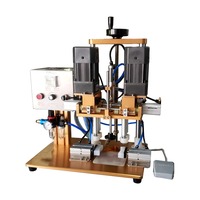Machine de capsulage pneumatique semi-automatique à double tête avec serrage de bouteille pour bouchons de pompe pulvérisatrice