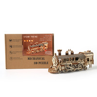Modèle de train à vapeur en bois 3D, puzzle éducatif, assemblage DIY, jouet artisanal adapté aux débutants, collection d'ornements, 51~100