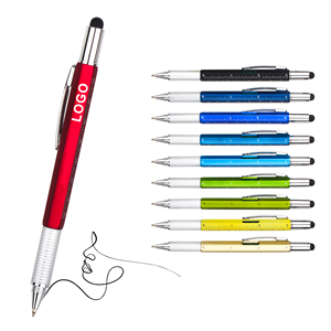 Promotional Multi-Functional Plastic Ballpoint <b>Pen</b> With 6-in-1 Stylus Screen Touch Custom Logo Printed for Stationery Gifts - Product Image 1