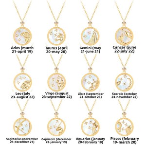 Collar de Plata de Ley S925 con los Doce Signos <span class=keywords><strong>del</strong></span> Zodiaco, Concha Blanca, Colgante de Arenisca Azul con Relieve, Diseño Vintage de Bambú, Estilo Lujoso - Product Image 2