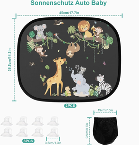 Cute Funny Car Sunshade Storage Pockets PVC Mesh Side <b>Window</b> <b>Shades</b> Foldable Easy Install Cartoon Pattern Accessories - Product Image 3