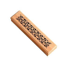 Caja de incienso de bambú rectangular de 23,5x3,5x2,3 cm con diseño hueco para uso religioso - Product Image 2