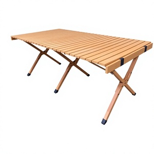 PS Slat Outdoor Folding Camping Picnic <b>Table</b> Rectangular Slatted Top X-Frame Metal Legs Vietnam Furniture Lumetal - Product Image 1