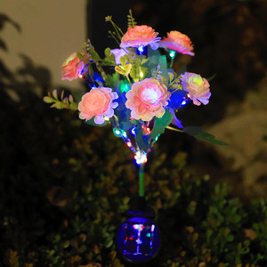 Solar Garden Light 7-Head LED Rose Flower Solar Powered Outdoor Decorative <b>Ground</b> <b>Stake</b> Water Resistant - Product Image 1