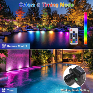 Luces de fuente sumergibles Rgb Ip68 impermeable estanque piscina jardín paisaje temporizador remoto multicolor regulable al aire libre - Product Image 5