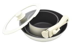 Venta al por mayor de fábrica, <span class=keywords><strong>4</strong></span> piezas, multifunción, mango extraíble, olla para sopa, sartén, Wok, juegos de utensilios de cocina pequeños antiadherentes para el hogar - Product Image 6