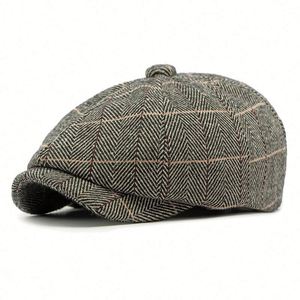 Béret Octogonal Vintage à Carreaux pour Femme et Homme – Casquette Gavroche Hiver – Chapeau de Peintre - Product Image 2