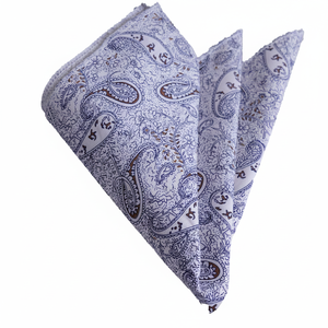 คอตตอนพิมพ์ลาย Paisley สีขาวและสีกรมท่า - Product Image 2