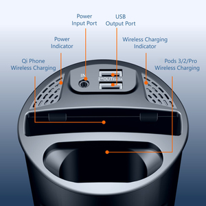 Caricabatterie per <span class=keywords><strong>Auto</strong></span> 4 in 1 da 15W per Portabicchieri, Ricarica Wireless per iPhone 14 13 12 e Samsung S22 S21, Caricabatterie Portatile - Product Image 3