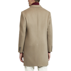 Elegante <span class=keywords><strong>cappotto</strong></span> da <span class=keywords><strong>uomo</strong></span> in lana <span class=keywords><strong>cammello</strong></span> con revers intaccati e soprabito invernale con chiusura a bottoni - Product Image 3