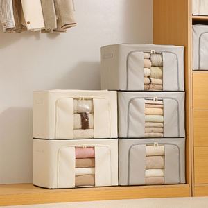 High-capacity Wardrobe Organize Visual Window Clothing <b>Storage</b> <b>Box</b> Clothes <b>Storage</b> Bins with Metal Frame - Product Image 2
