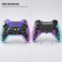 Manette de jeu sans fil transparente RGB P05 pour PS4 PC Android Bluetooth 5.0 Double vibration Six axes Pavé tactile Type-C
