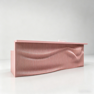 Bureau d'accueil d'entreprise en fibre de verre, comptoir moderne de luxe au design artistique pour hall d'immeuble de bureaux - Product Image 4