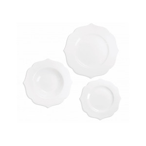 ชุดอาหารค่ำ 18 ชิ้น ควีน นิว โบน ไชน่า สีขาวหรูหรา สำหรับใช้ในชีวิตประจำวัน - Product Image 1